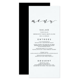Simple Romance Calligraphy Wedding Menu Card