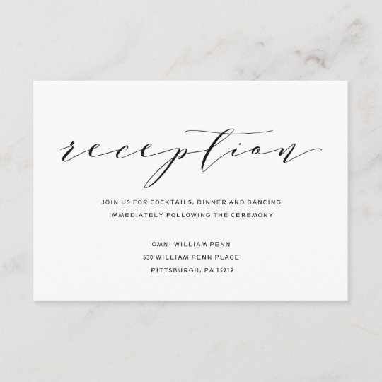 Simple Romance Calligraphy Wedding Reception Card Zazzle Com