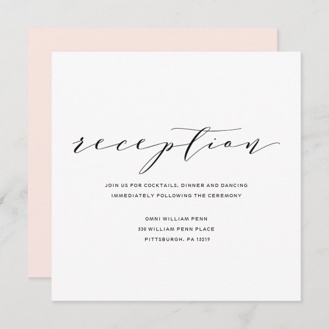 Simple Romance Calligraphy Wedding Reception Card (Front/Back)