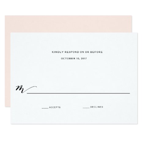 Simple Romance Calligraphy Wedding Reply Card