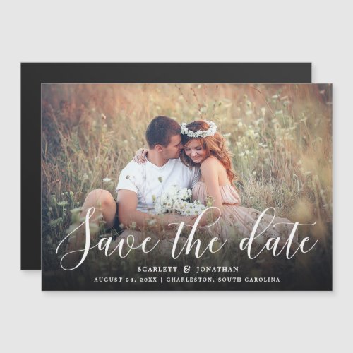 Simple Romance Elegant Photo Save the Date  White Magnetic Invitation