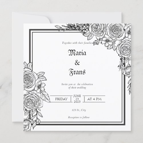 Simple Romance Floral Wedding Invitation Invitation