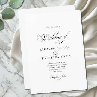 Simple Romantic Black and White Fun Script Wedding Invitation