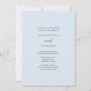 Simple Romantic Blue Green Wedding  Invitation