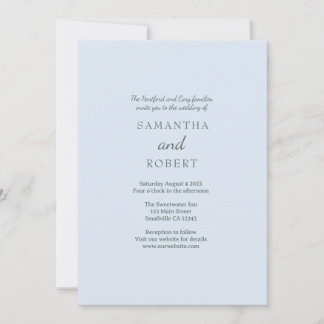Simple Romantic Blue Green Wedding  Invitation