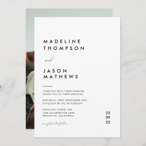 Simple Romantic Bold Elegant Script Photo Wedding Invitation