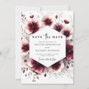 Simple Romantic Burgundy Wedding Save The Date