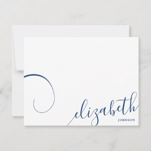 Simple Romantic Calligraphy Navy Blue Note Card