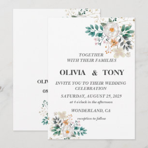 Simple Romantic Floral Wedding Invitation