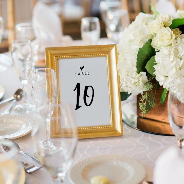 Simple Romantic Heart Script Wedding Table Number (Creator Uploaded)