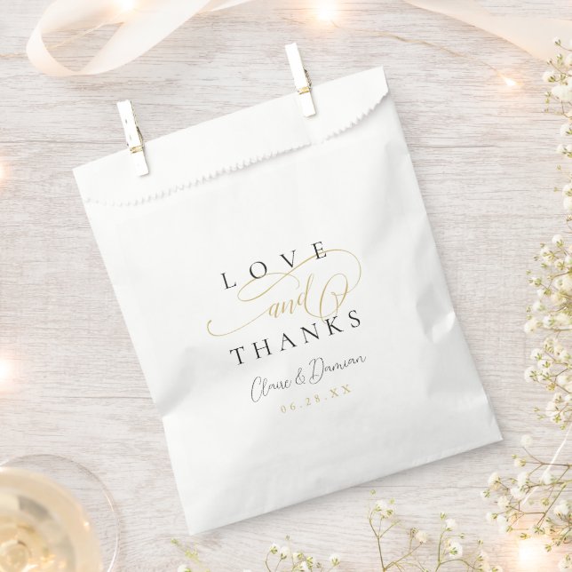 Simple romantic love & thanks script wedding favor bag (Clipped)