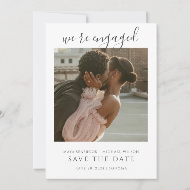 Simple Romantic Photo Wedding Save The Date Invitation (Front)