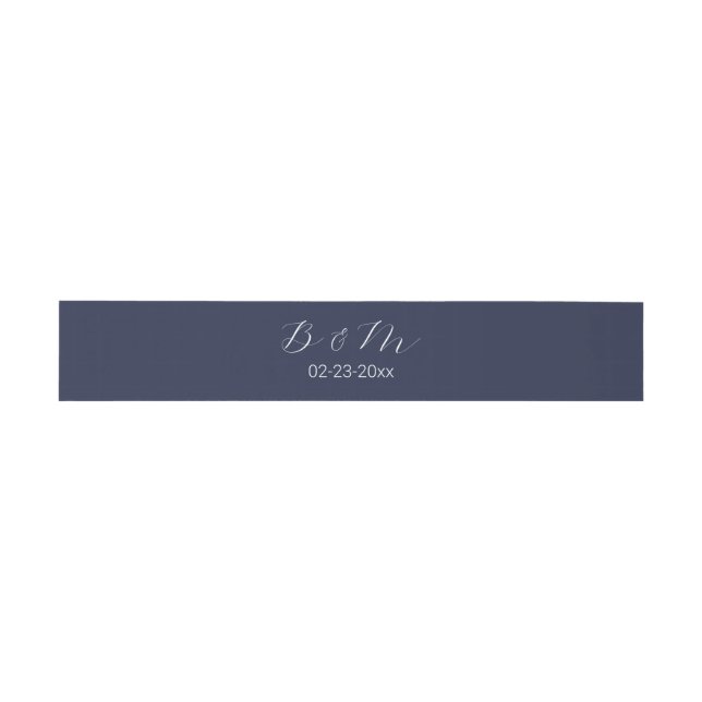 Simple Romantic Script Navy Blue Invitation Belly Band (Flat)