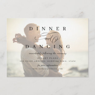 Simple romantic script photo wedding reception enclosure card