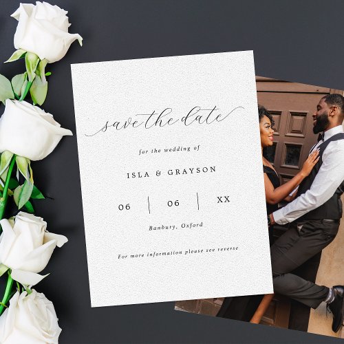 Simple Romantic Script Photo Wedding  Save The Date
