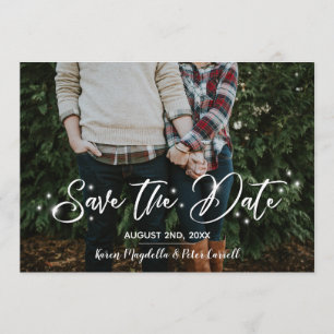 Simple Romantic Script Starry Photo Save The Date