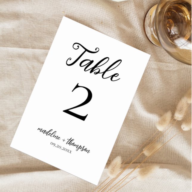 Simple Romantic Script Wedding Table Number (Creator Uploaded)