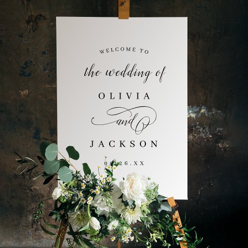 simple romantic script wedding welcome sign