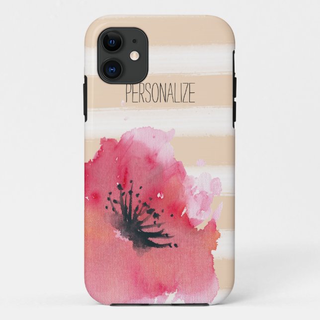 Simple Romantic Stripes Floral Case-Mate iPhone Case (Back)