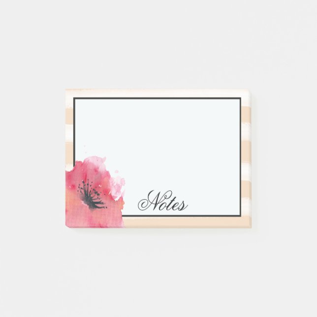 Simple Romantic Stripes Floral Post-it Notes (Front)