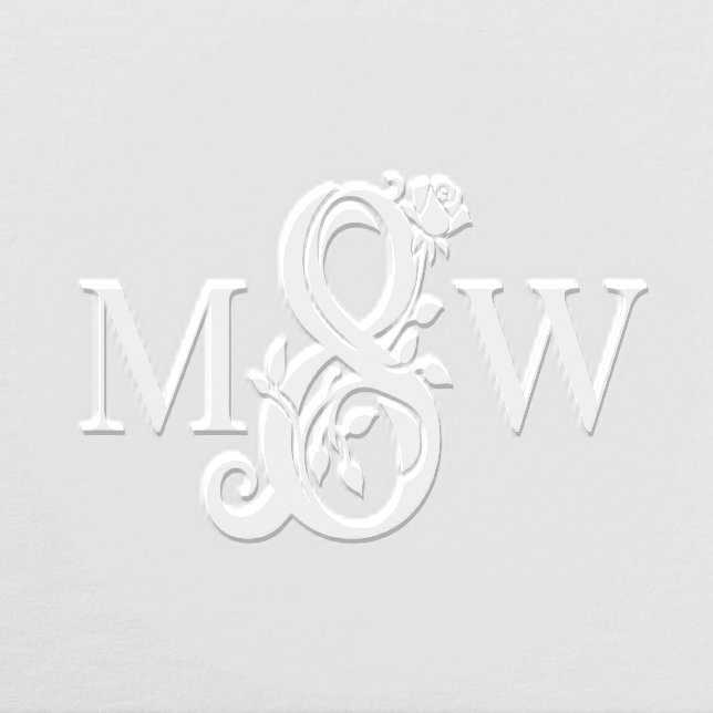 Simple Rose Ampersand Wedding 2 Initial Monogram Embosser (Design)