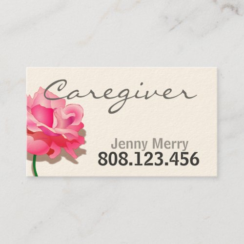 Simple Rose Caregiver Business Card template