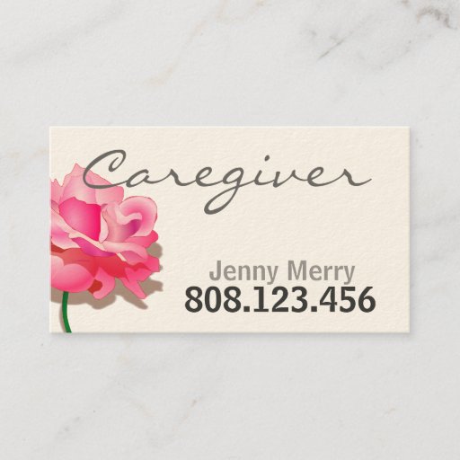 Customizable Simple Rose Caregiver Business Card template