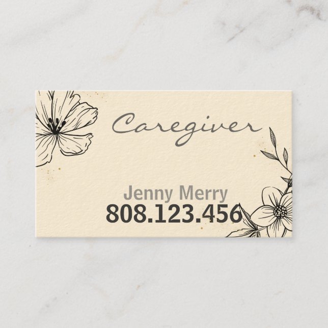 Simple Rose Caregiver Business Card template (Front)