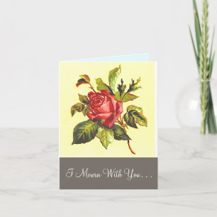 Simple Rose Flower Funeral Condolences Card