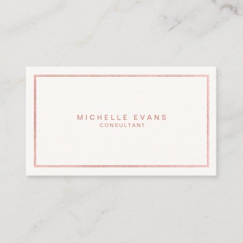 Simple Rose Gold and Ivory Business Card