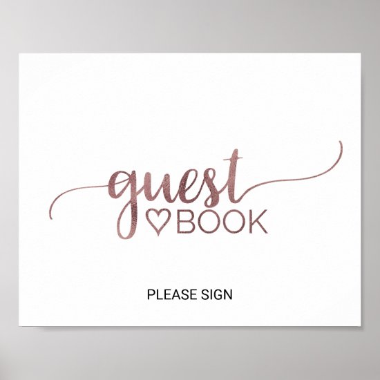 Simple Rose Gold Calligraphy Guest Book Sign