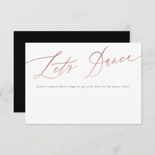 Simple Rose Gold Calligraphy Let's Dance RSVP Card (Front/Back)