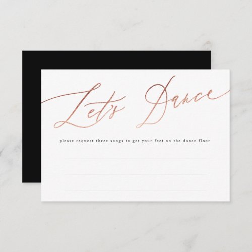 Simple Rose Gold Calligraphy Lets Dance RSVP Card