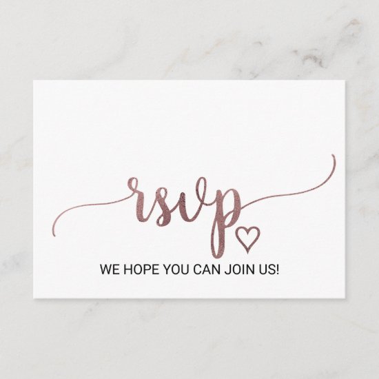 Simple Rose Gold Calligraphy Website RSVP Card