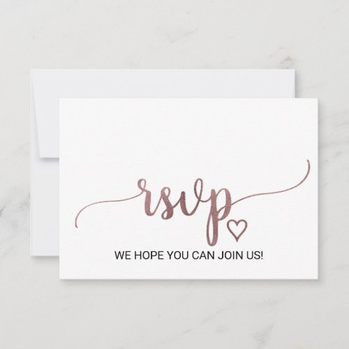 Simple Rose Gold Calligraphy Website RSVP Card