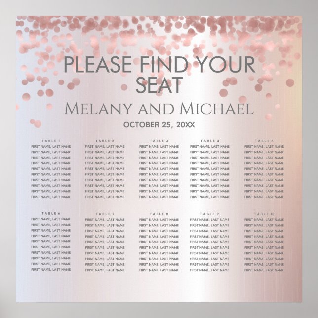 Simple rose gold confetti metallic trendy elegant poster (Front)