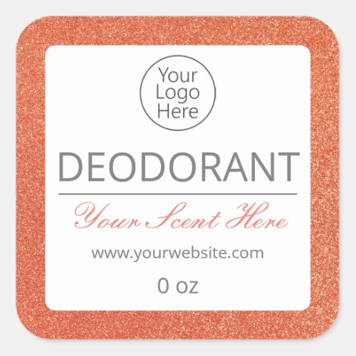 Simple Rose Gold Deodorant Logo Glitter Labels