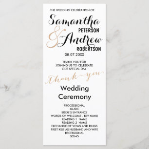 Simple rose gold foil chic Wedding Program