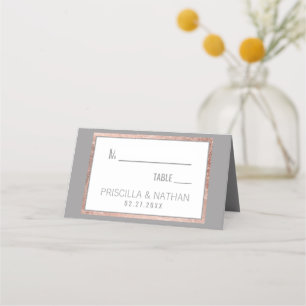 Simple Rose Gold Frame Slate Gray Wedding Place Card