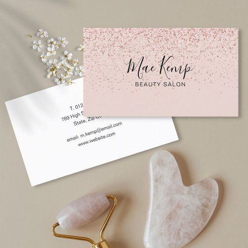 Simple Rose Gold Glitter Business Card