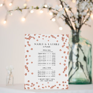 Simple Rose Gold Glitter Confetti Price Menu  Foam Board