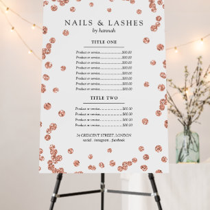 Simple Rose Gold Glitter Confetti Price Menu  Foam Foam Board
