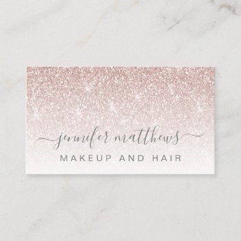Simple Rose Gold Glitter Makeup Artist Hair Salon Business Card by epclarke at Zazzle