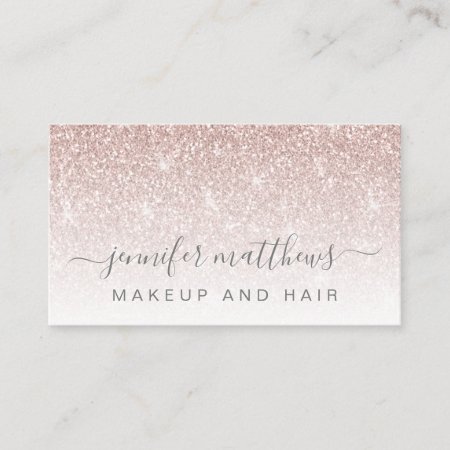 Simple Rose Gold Glitter Makeup Artist Hair Salon Business Card