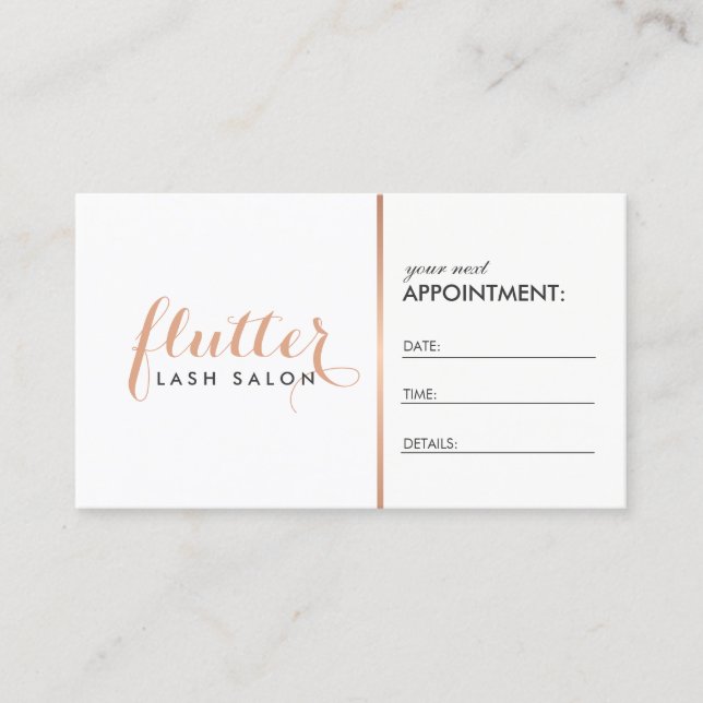 Simple Rose Gold Lash Salon Logo Appointment (Front)