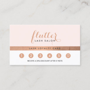 Simple Rose Gold Lash Salon Logo Pink Loyalty Card