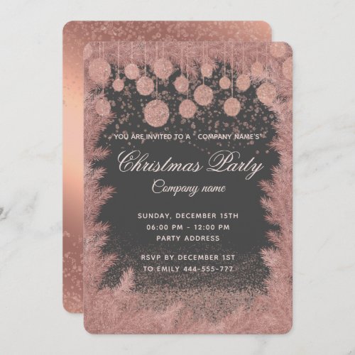 Simple rose gold  luxury corporate Christmas party Invitation