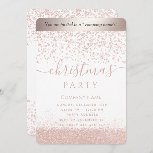 Simple rose gold  luxury corporate Christmas party Invitation