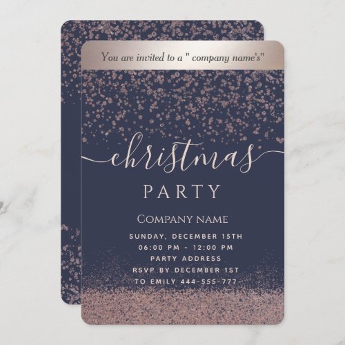 Simple rose gold  luxury corporate Christmas party Invitation