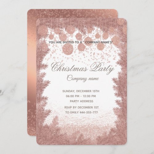 Simple rose gold  luxury corporate Christmas party Invitation